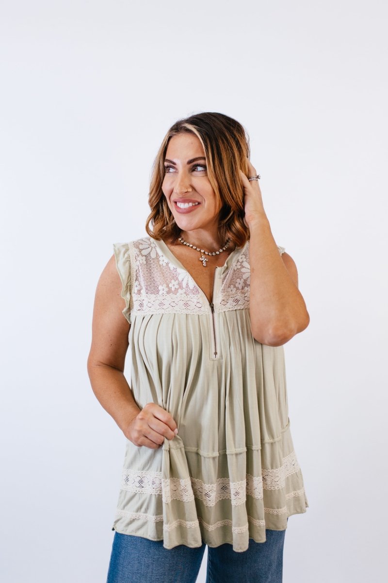 Late Checkout Top in Pistachio- FINAL SALE