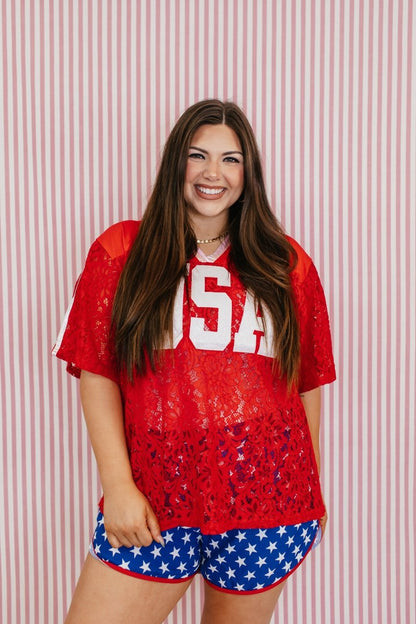 Liberty Lace USA Top - Reg & Curvy - Macoma Boutique140 Graphic Tees