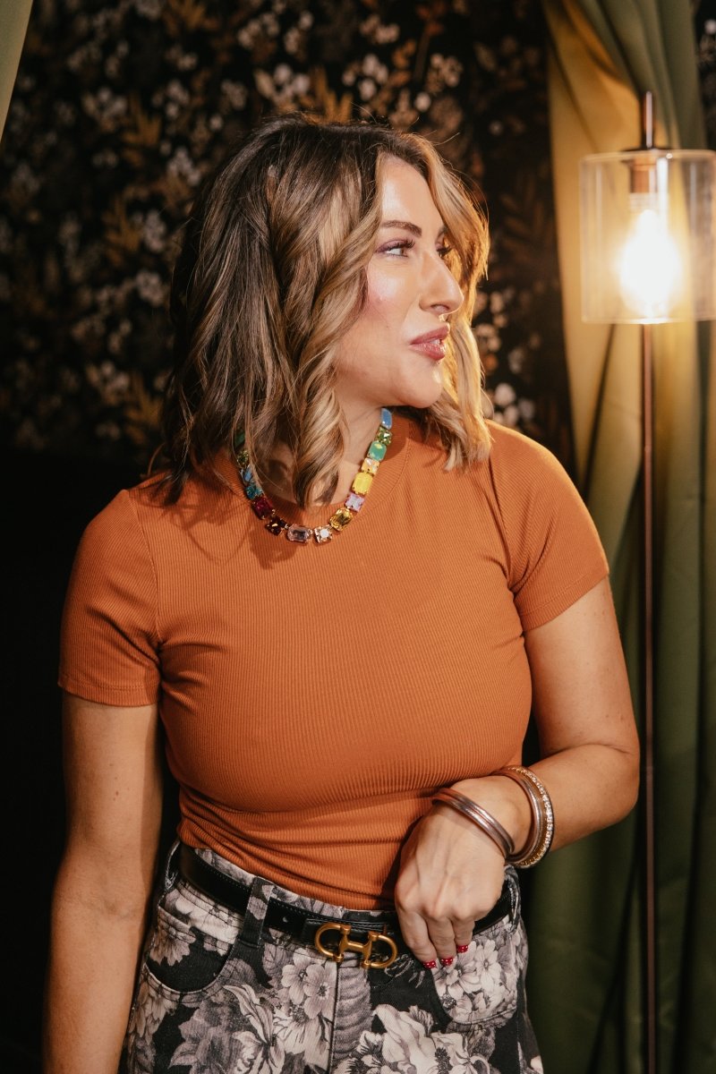 Like A Glove Top In Golden Hour - Macoma Boutique100 Short Sleeve
