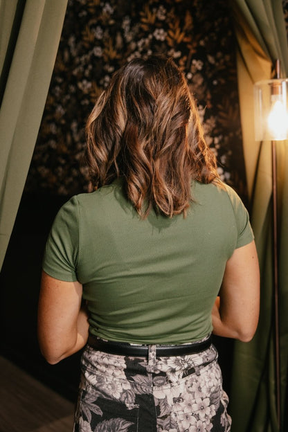 Like A Glove Top In Steeped Sage - Macoma Boutique100 Short Sleeve