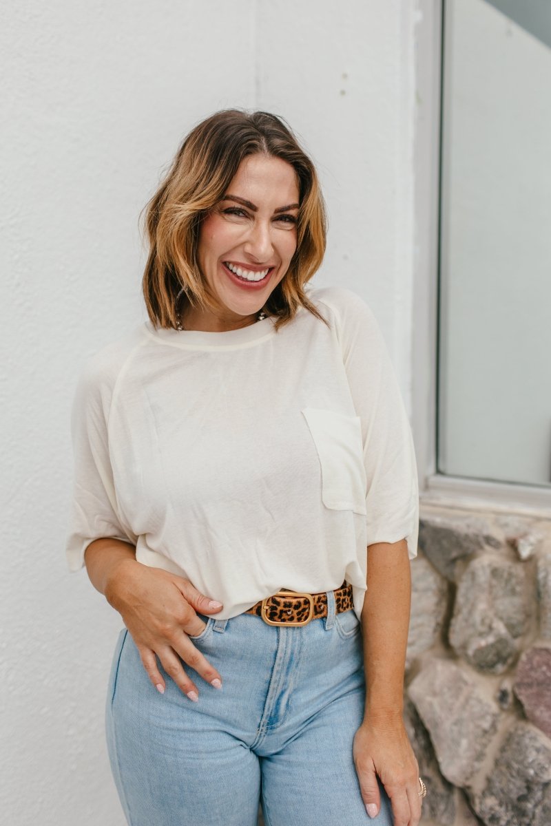 Lived In Top In Cream - Macoma Boutique100 Short Sleeve