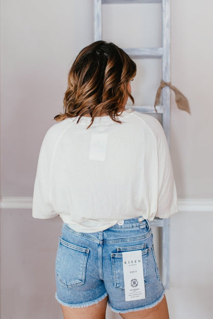 Lived In Top In Cream - Macoma Boutique100 Short Sleeve