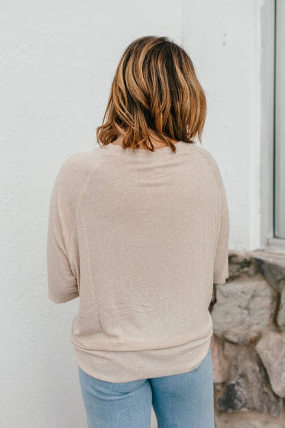 Lived In Top In Latte - Macoma Boutique100 Short Sleeve