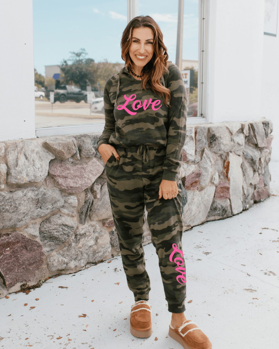 Love & Camo Graphic Sweatpants - FINAL SALE - Macoma Boutique555 Presales