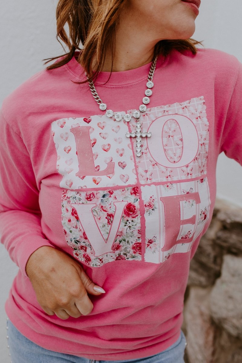 Love Collage Long Sleeve Graphic Top - FINAL SALE - Macoma Boutique555 Presales