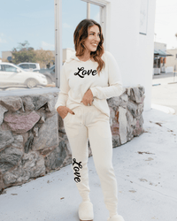 Love Graphic Sweatpants In Cream - FINAL SALE