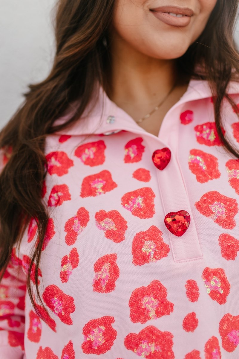 Lovely Leopard Mock Neck Sweatshirt by Brianna Cannon - Macoma Boutique230 Outerwear