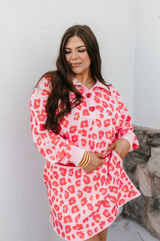 Lovely Leopard Mock Neck Sweatshirt by Brianna Cannon - Macoma Boutique230 Outerwear