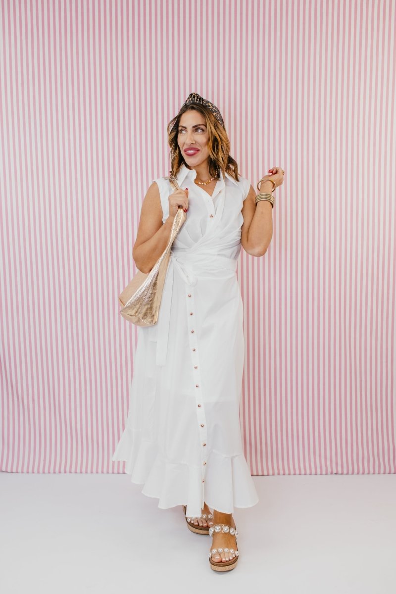 Lovely Linen Dress In Off White - Macoma Boutique250 Dresses