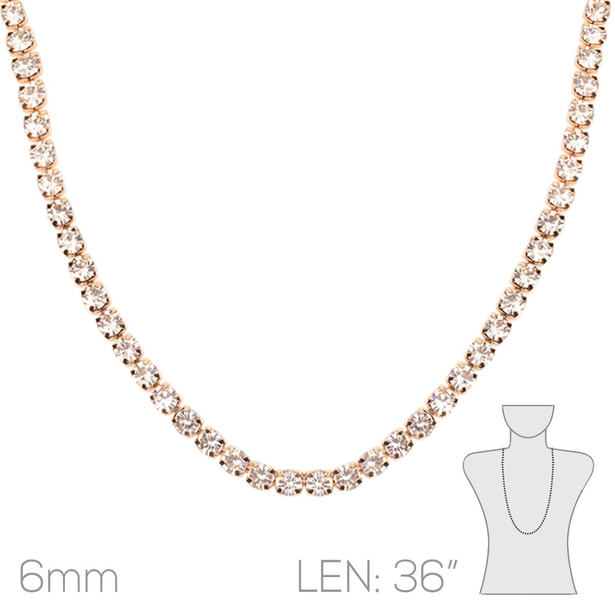 Made You Look Tennis Necklace In Gold Rhinestone - Macoma Boutique315 Jewelry
