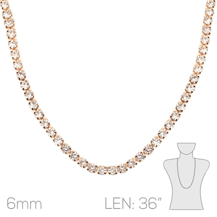 Made You Look Tennis Necklace In Gold Rhinestone - Macoma Boutique315 Jewelry