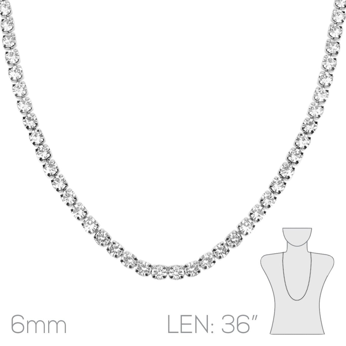 Made You Look Tennis Necklace In Silver Rhinestone - Macoma Boutique315 Jewelry