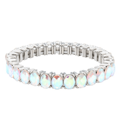 Main Character Stretch Bracelet in Rhodium With AB Crystals - Macoma Boutique315 Jewelry