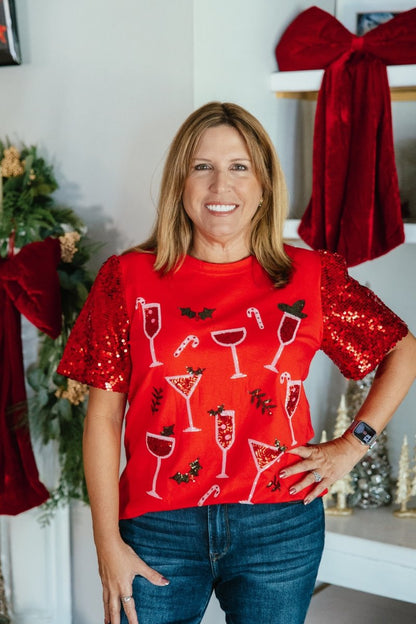 Making Spirits Bright Top - Reg & Curvy - Macoma Boutique100 Short Sleeve
