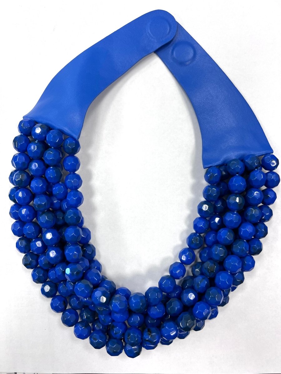 Matte Marbled Bead Necklace In Blue - Macoma Boutique310 Accessories/Jewelry