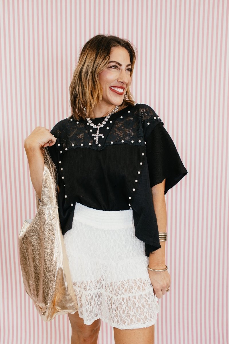 Midnight Pearl Top - Macoma Boutique100 Short Sleeve