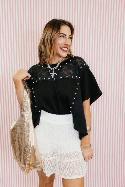 Midnight Pearl Top - Macoma Boutique100 Short Sleeve