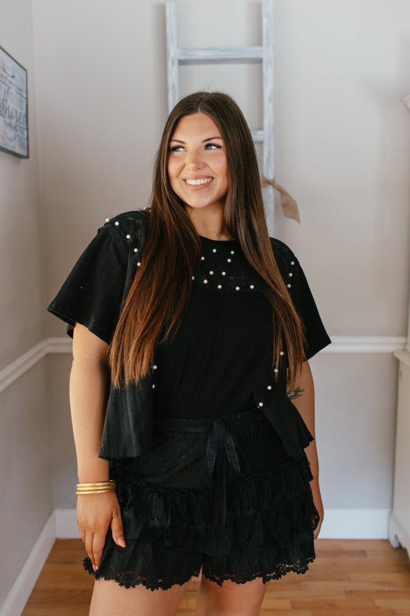 Midnight Pearl Top - Macoma Boutique100 Short Sleeve