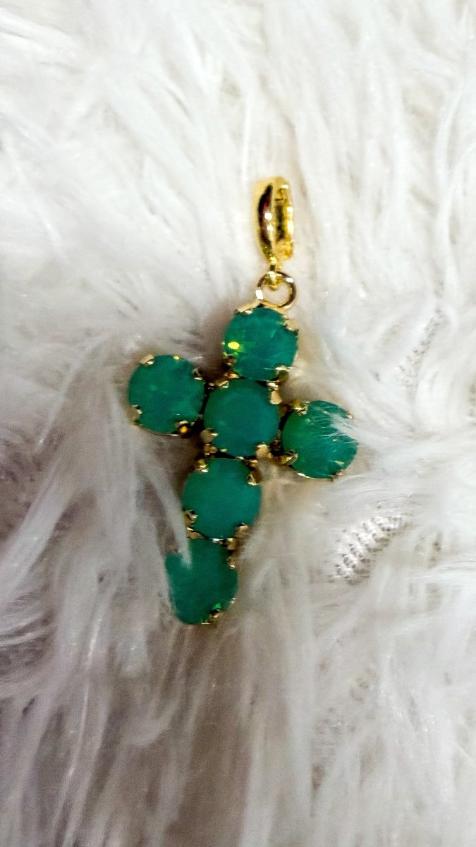 Mini Cross Charms in Green - Macoma Boutique315 Jewelry