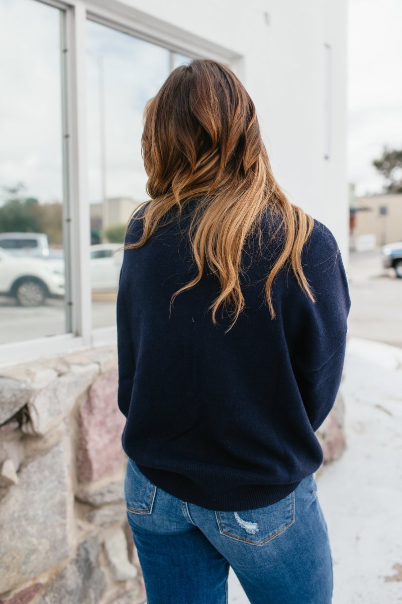 Modern Minimal Sweater In Navy - Reg & Curvy - Macoma Boutique130 Sweaters