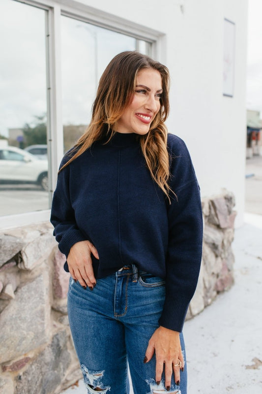 Modern Minimal Sweater In Navy - Reg & Curvy - Macoma Boutique130 Sweaters