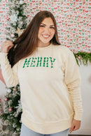 Natural Plaid Christmas Graphic Pullover - FINAL SALE - Macoma Boutique555 Presales