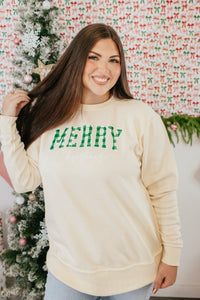 Natural Plaid Christmas Graphic Pullover - FINAL SALE