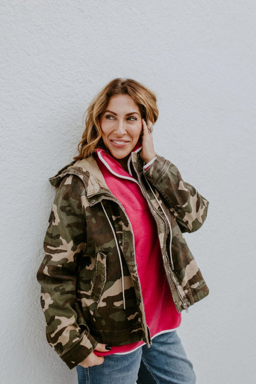 Off Duty Camo Jacket - Reg & Curvy - Macoma Boutique240 Jackets/Blazers