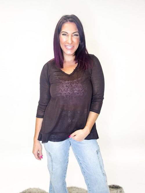 Open Highway Top in Fudge Brown - Macoma Boutique120 Long Sleeve