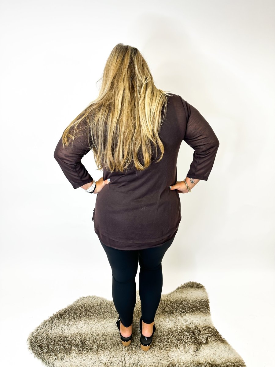 Open Highway Top in Fudge Brown - Macoma Boutique120 Long Sleeve