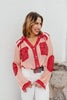 Open Knit Conversation Top In Blush Red Multi - Macoma Boutique120 Long Sleeve