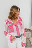 Open Knit Conversation Top In Pink Multi - Macoma Boutique120 Long Sleeve
