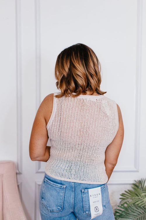 Open Stitches Vest in Natural - FINAL SALE - Macoma Boutique220 Cardigans/Kimonos