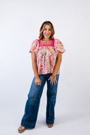 Paisley Puff Top - Reg/Curvy - FINAL SALE - Macoma Boutique100 Short Sleeve