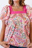 Paisley Puff Top - Reg/Curvy - FINAL SALE - Macoma Boutique100 Short Sleeve