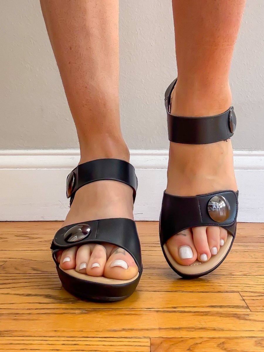 Patrizia Black Dade Smooth Heels - Macoma Boutique302 Wedges & Heels