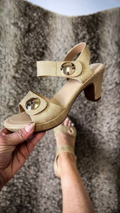 Patrizia Light Tan Dade Woven Heels - Macoma Boutique302 Wedges & Heels