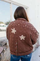 Pearls & Patches Jacket In Chocolate - Macoma Boutique240 Jackets/Blazers