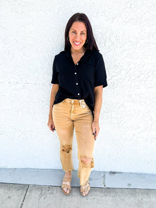 Phierce Fashions Button Down Tunic Short Sleeve - FINAL SALE - Macoma Boutique100 Short Sleeve