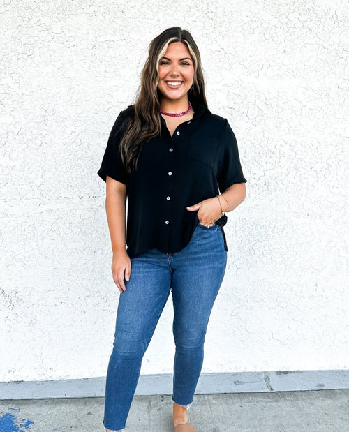 Phierce Fashions Button Down Tunic Short Sleeve - FINAL SALE - Macoma Boutique100 Short Sleeve