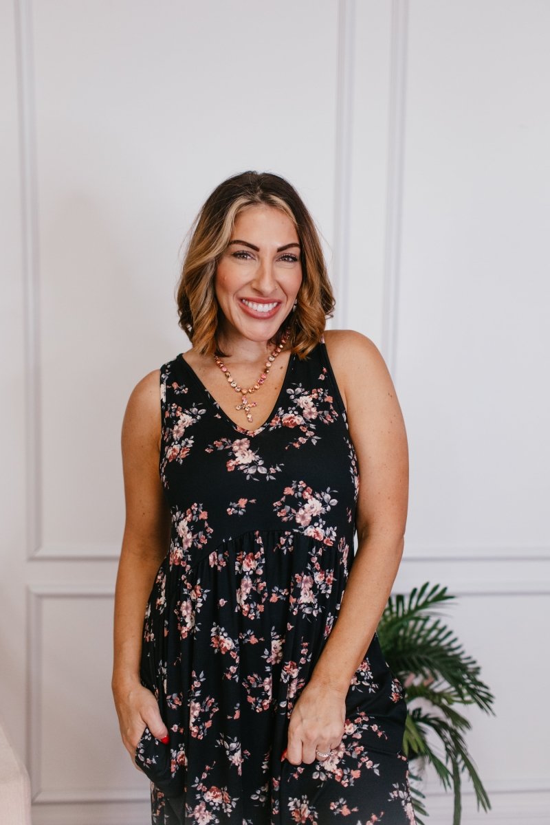 Phierce Fashions Jumpsuit in Black Floral - Reg/Curvy FINAL SALE - Macoma Boutique260 Jumpsuits/Rompers/Overalls