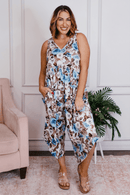 Phierce Fashions Jumpsuit in Blue Floral - Reg/Curvy FINAL SALE - Macoma Boutique260 Jumpsuits/Rompers/Overalls