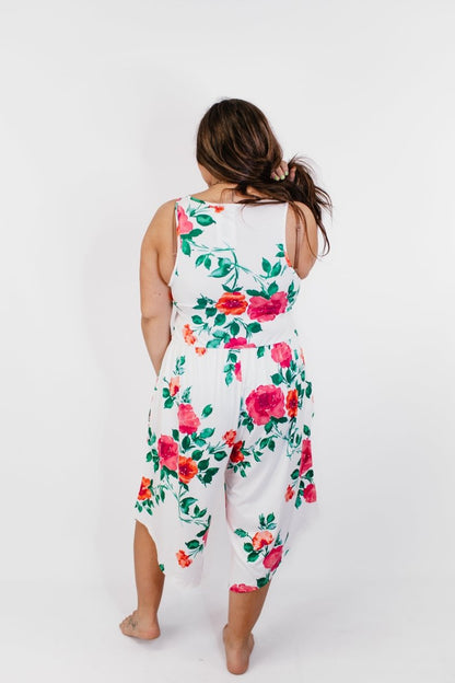 Phierce Fashions Jumpsuit in Fuchsia and White Floral - Reg/Curvy FINAL SALE - Macoma Boutique260 Jumpsuits/Rompers/Overalls
