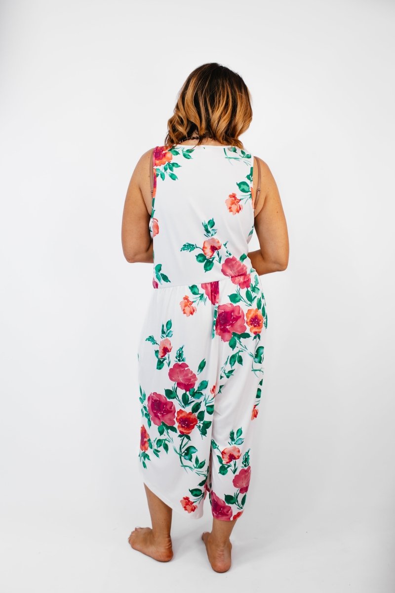 Phierce Fashions Jumpsuit in Fuchsia and White Floral - Reg/Curvy FINAL SALE - Macoma Boutique260 Jumpsuits/Rompers/Overalls
