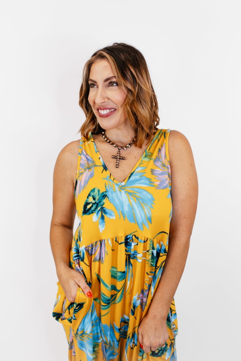 BLACK FRIDAY DEAL: Phierce Fashions Jumpsuit in Yellow Floral - Reg/Curvy FINAL SALE