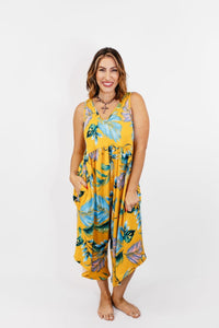 BLACK FRIDAY DEAL: Phierce Fashions Jumpsuit in Yellow Floral - Reg/Curvy FINAL SALE