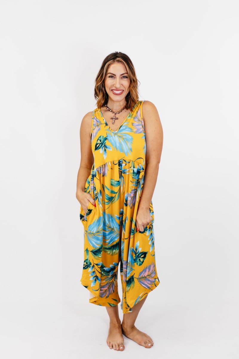 BLACK FRIDAY DEAL: Phierce Fashions Jumpsuit in Yellow Floral - Reg/Curvy FINAL SALE