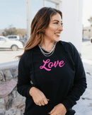 Pink Love Graphic Hoodie In Black - FINAL SALE - Macoma Boutique555 Presales