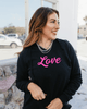 Pink Love Graphic Hoodie In Black - FINAL SALE - Macoma Boutique555 Presales