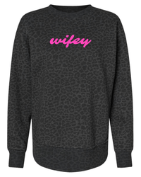 Pink Wifey Leopard Graphic Pullover - FINAL SALE